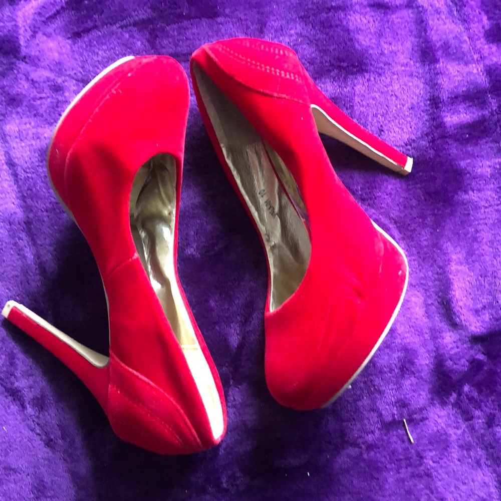 Red platform shoes